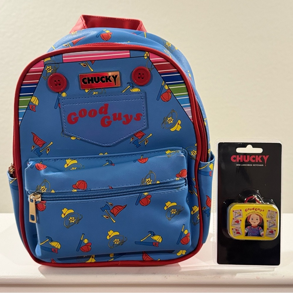 Chucky 'Good Guys' Mini Backpack and Mini Lunchbox Keychain . Pack of 2